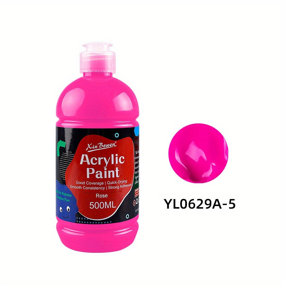 Pintura acrílica prémium de 14 colores en botellas de 500 ml, consistencia espesa y cobertura opaca para trabajo de estudio, bocetos al aire libre, pintura sobre lienzo, murales de pared y manualidades (artistas, estudiantes, aficionados)
