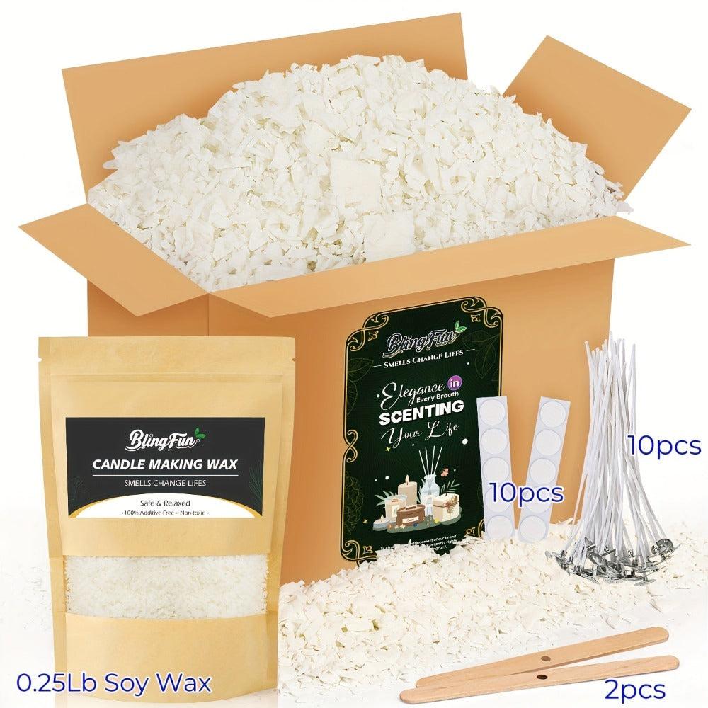 Blingfun Kit para Hacer Velas de Soja (113.4g/453.59g/907.18g/907.18g Plus), Suministros Completos para Velas con Cera de Soja, Mechas, Soportes de Mecha, Adhesivos para Mecha y Jarra para Fundir, Ideal para Velas Aromáticas y Manualidades Decorativas Nav