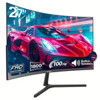 Monitor de gaming curvo Gawfolk de 27 pulgadas 100Hz, pantalla para PC Full HD 1080P, pantalla de ordenador sin bisel de 1800R con tecnología FreeSync y cuidado ocular, compatible con VESA