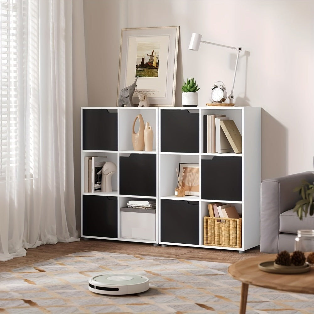 1 estantería, estantería vertical, almacenamiento para oficina en casa, archivador, 3 puertas, 6 compartimentos, estantería de estudio, 59.6X91X29Cm