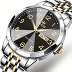 Reloj Luminoso OLEVS para Hombres con Fecha - Reloj de Vestir Analógico/Digital, Manecillas Luminosas e Indicador de Fecha, Reloj de Acero Inoxidable Minimalista para Negocios y Atuendos Informales - Esfera Azul/Negra/Blanca, Regalo Ideal de Navidad para