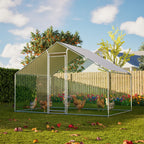 Gallinero 3x2m, Jaula Exterior para Gallinas de Rango Libre, Recinto con Cerradura de Seguridad, Malla Recubierta y Techo de PE, Adecuado para Gallinas, Patos, Conejos y Otros Animales Pequeños