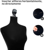 Maniquí de Costura Femenino Ropa Maniquí de Costura Ajustable a 130-168 cm con Trípode de Madera para Fotografía de Moda Exposición de Prendas Negro