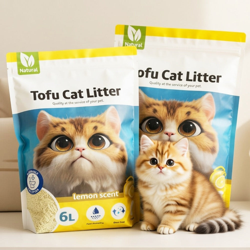 2X Arena Aglomerante para Gatos Arena de Tofu para Gatos sin Polvo Fácil de Aglomerar Controla los Olores se Lanza en el Inodoro