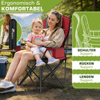 TRESKO® Silla de Camping Plegable hasta 200Kg | Silla Plegable con Bolsa Nevera, Portavasos y Bolsillo Lateral | Silla XXL Plegable Incluye Bolsa de Transporte | Silla de Pesca Acolchada para Exterior, Pesca, Festival y Jardín