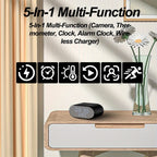 Cámara de seguridad inalámbrica despertador 4K con detección de movimiento, compatible con visualización remota en tiempo real por WIFI, notificaciones de alarma por aplicación y correo electrónico, compatible con Android e IOS, carga USB, incluye tarjeta