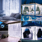 Guirnalda de luces solares de 330 LED 3*3 - 8 modos, control remoto, energía solar, uso durante todo el año, 0 facturas de electricidad, duradera - Perfecta para jardín exterior, patio, gazebo, fiesta, festival, boda, decoración navideña