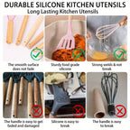 Juego de 19 piezas de accesorios para cuchillos de cocina con soporte de abanico - Artículos de cocina profesional y juego de cocina - Incluye rebanador de chef, cuchilla de carnicero y cortadores de pan - Electrodomésticos y accesorios de cocina elegante