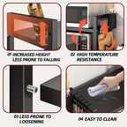 1 estante de almacenamiento de 2/3 niveles con seis ganchos, estante para especias, estante de almacenamiento, estante para horno microondas, negro, extensible, fácil de montar, resistente y duradero, ahorra espacio, estable, adecuado para cocina, dormito