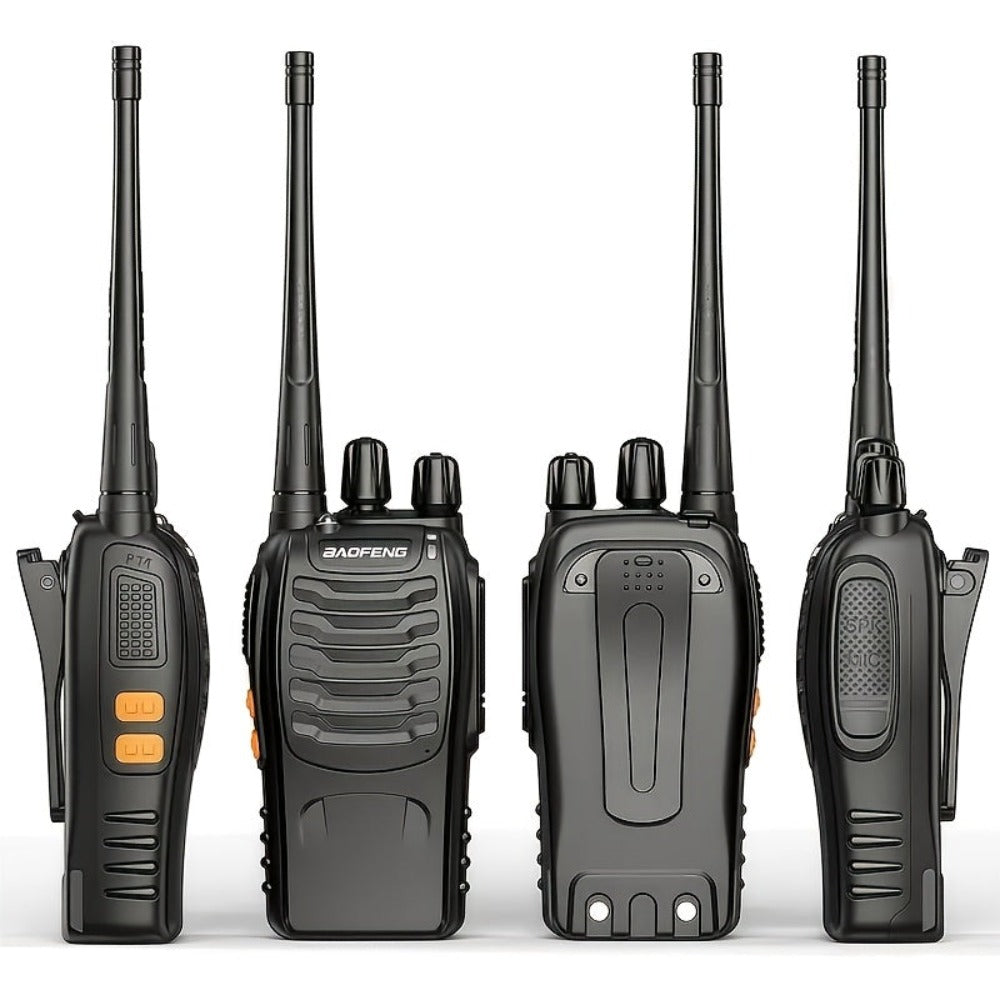 2 piezas de walkie talkies recargables, radios bidireccionales de largo alcance de 3-5 km con auriculares, radios bidireccionales de 16 canales walky talky UHF portátiles para adultos para senderismo, ciclismo, camping, alimentación por USB, regalo de San
