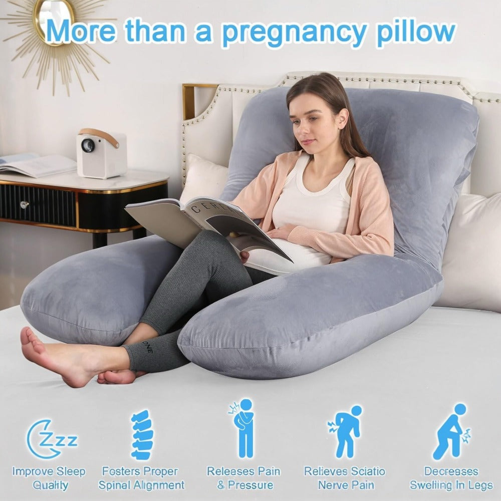 Almohadas De Embarazo para Dormir, Almohada De Cuerpo Completo, Grande En Forma De U Almohada De Cuerpo Completo, Almohada Ultra Suave, Almohada Embarazada Dormir, Sleep Confort Almohada, Forma de U Almohada de Lactancia Corporal, Almohada Apoyo y Cuerpo