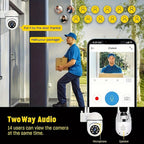 Viernes 2 piezas Cámara de seguridad WiFi Ease Life APP 1080P HD, visión nocturna a color, audio bidireccional, /inclinación/zoom 360, seguimiento y detección de movimiento para seguridad del hogar, foco y sirena, con cable