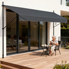 Funda para toldo de balcón con abrazadera, cubierta para toldo de balcón con manivela, sin perforación, altura ajustable para balcón y jardín
