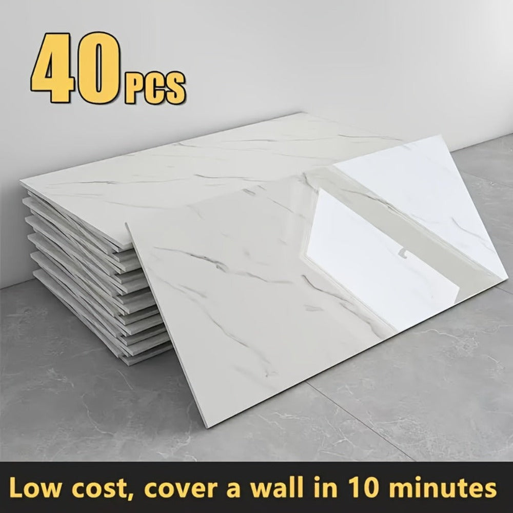 20/40pcs Efecto Mármol 3D Autoadhesivo 60*30cm Decoración de Pared - Vinilos Adhesivos para Cocina y Baño - Fáciles de Limpiar para Navidad y Halloween