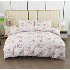 Juego de cama 4 piezas con funda elástica, (Funda de Edredón + Funda Protectora de Colchón + 1/2 Fundas de Almohada), Juego de Funda de Edredón 3-4 Piezas Estilo Nórdico de Color Sólido/Estampado, Ajustable para Camas de 90/105/135/150/180 cm, Regalo Navi