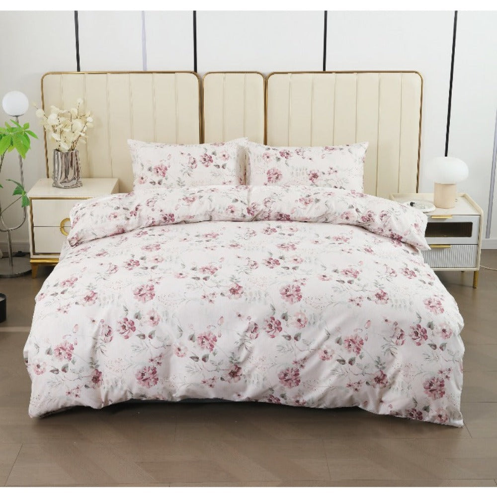 Juego de cama 4 piezas con funda elástica, (Funda de Edredón + Funda Protectora de Colchón + 1/2 Fundas de Almohada), Juego de Funda de Edredón 3-4 Piezas Estilo Nórdico de Color Sólido/Estampado, Ajustable para Camas de 90/105/135/150/180 cm, Regalo Navi