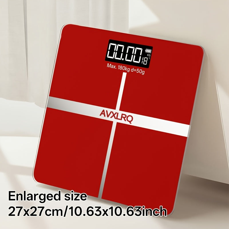 Báscula de baño de alta precisión, báscula electrónica de cuerpo con pantalla LCD ultradelgada con visualización de temperatura, inicio automático al pesar, pesaje hasta 180 kg, cambio de unidad LB/KG, diseño de plataforma de vidrio templado antideslizant