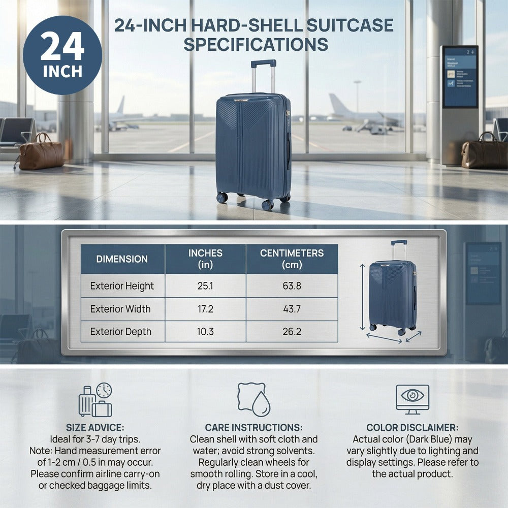Maleta de PP de 24 pulgadas con ruedas silenciosas y suaves, y cerradura de combinación antirrobo, ofrece viajes seguros y silenciosos. Duradera, ligera y fácil de manejar, ideal para viajes de larga distancia, escapadas cortas, salidas diarias y todas la