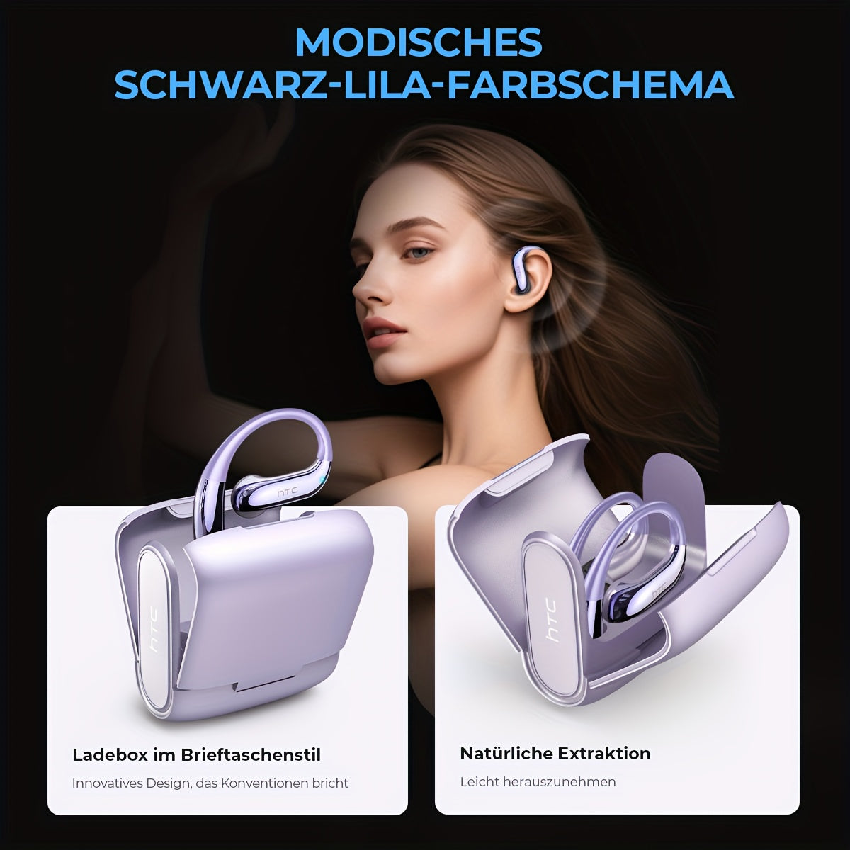 Auriculares Bluetooth | Auriculares inalámbricos de traducción con IA HTC NE23, compatibles con traducción en tiempo real entre 135 idiomas, con