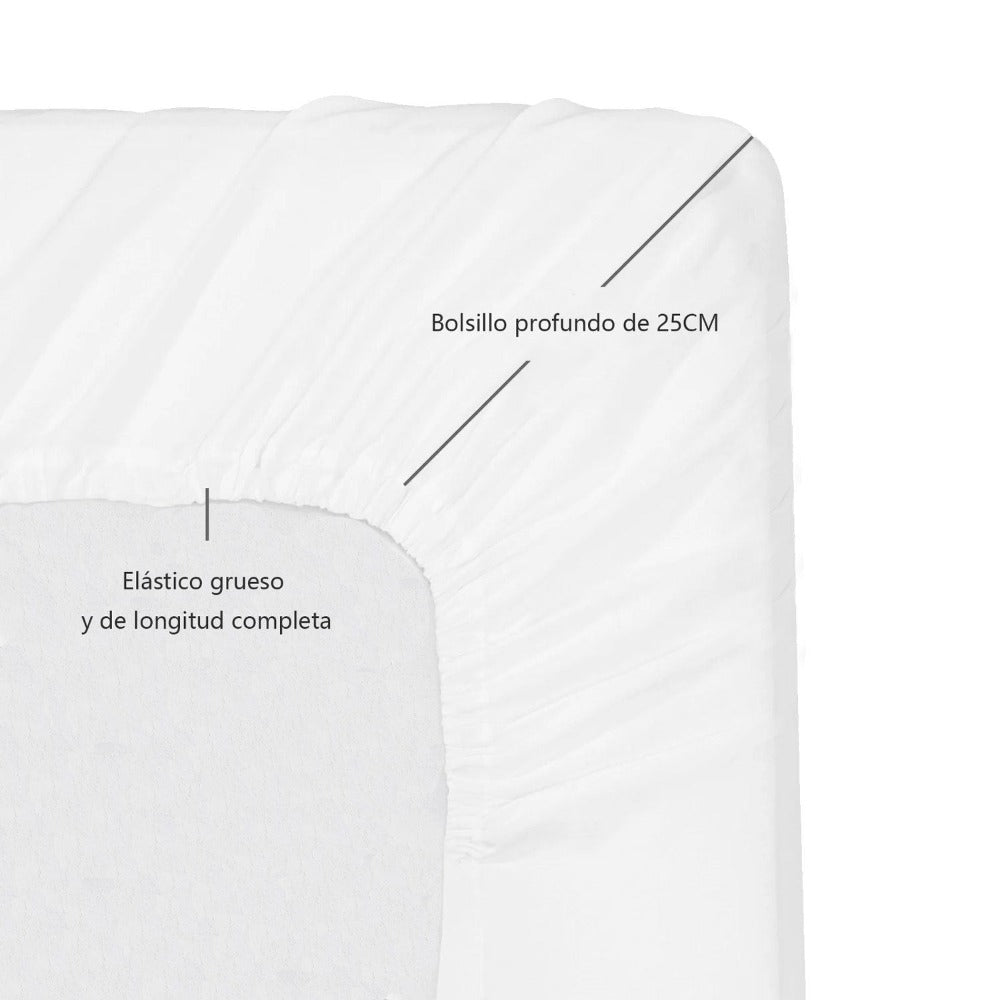 Juego de Sábanas Ligero Suave Fresca 4 Piezas para Cama de 90/105/135/150 cm – 100%Microfibra – Incluye Sábana Bajera Ajustable con borde elástico de 25 cm de profundidad, Sábana Encimera y 2 Fundas de Almohada – Suave, Transpirable y Confortable
