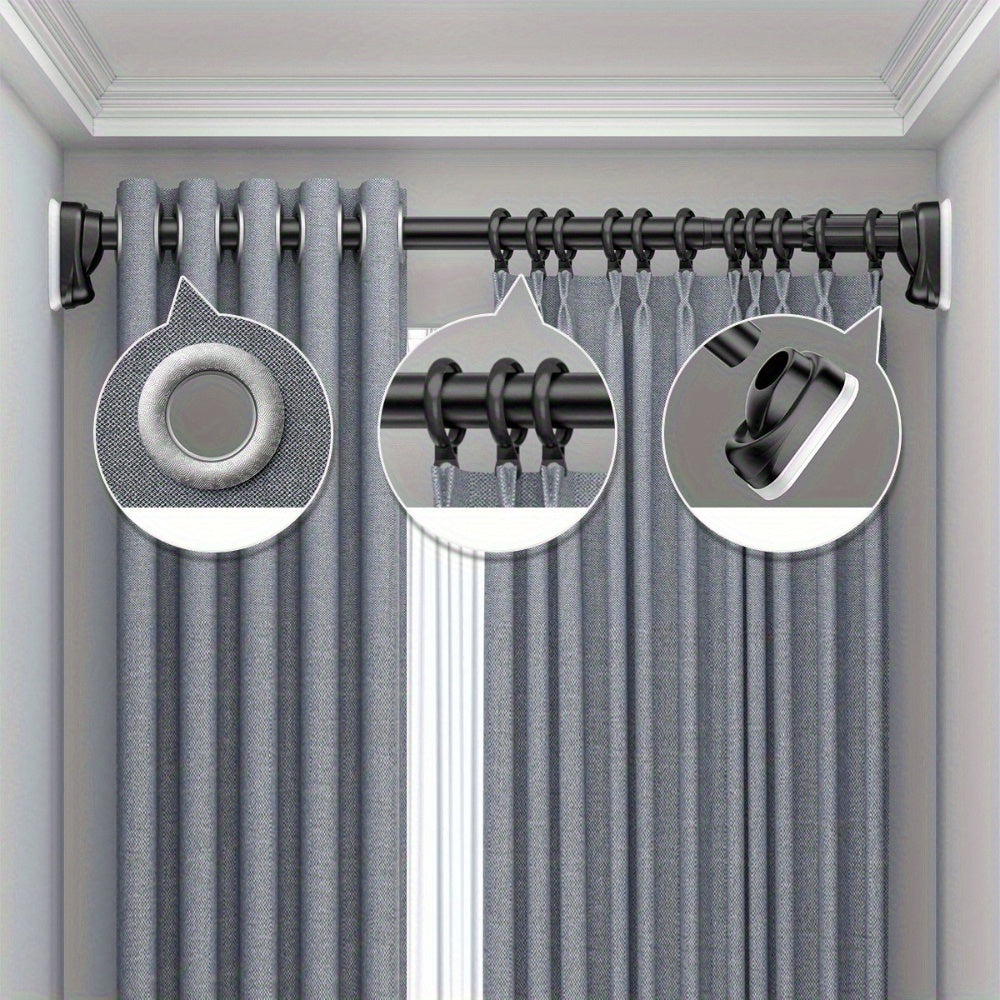 Barra de Cortina de Ducha, Antideslizante, Sin Taladro, de Acero Inoxidable, Extensible Telescópica, Anticorrosiva y Antideslizante, Barra de Tensión, Opción de Montaje en Pared, Uso Versátil, Diseño Moderno y Elegante | Característica Antideslizante, Cor