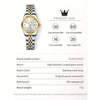 OLEVS Reloj de Mujer Clásico de Negocios, Relojes Analógicos de Cuarzo para Mujer, Relojes Elegantes de Lujo de Acero Inoxidable con Diamantes de Rhein, Relojes Luminosos para Mujer con Calendario y Fecha para Damas, Regalos Románticos, Reloj de Pulsera p