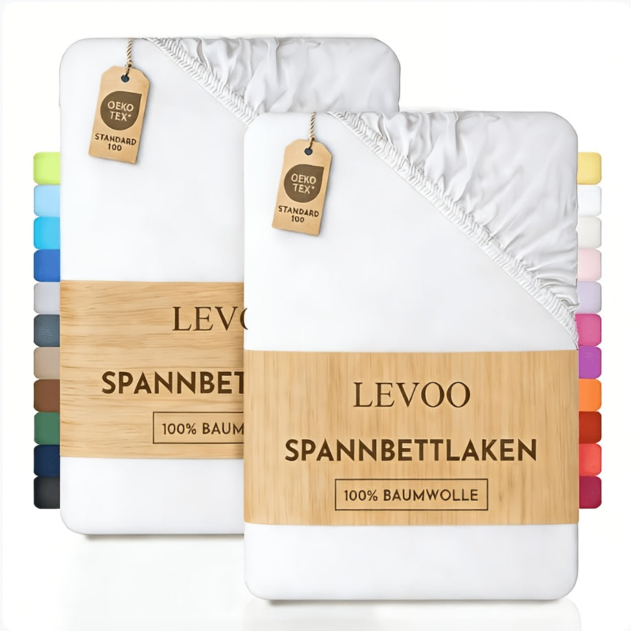 Juego de 2 piezas de sábanas de algodón puro 100%, hechas con algodón seleccionado de alta calidad de 135Gsm, hipoalergénicas, 35 cm de profundidad, ropa de cama cómoda y transpirable, adecuadas para dormitorios, residencias y habitaciones de invitados, l