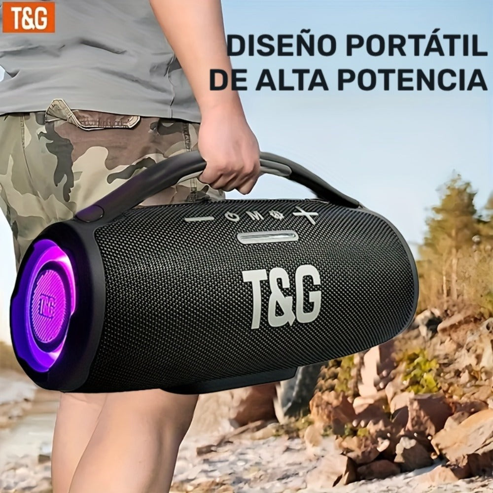 Altavoz Inalámbrico TG de 30W, Altavoz Portátil con Sonido Envolvente de Subwoofer, IPX5, Carga USB, Tipo-C, Tarjeta TF/Unidad Flash USB/Aux, Soporte para Teléfono Móvil/Tablet/Computadora, Camping al Aire Libre y Cine en Casa con Pantalla LED, 3000Mah