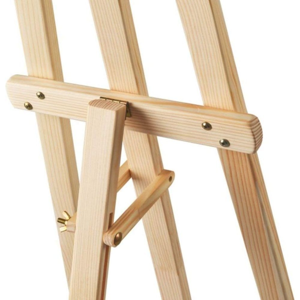 Caballete de Madera para Pintar de Pino Natural, Altura 120-145-170 cm, Soporte de Lienzos, Cuadros y Fotografías, Regulable y Plegable, Manualidades Niños y Adultos