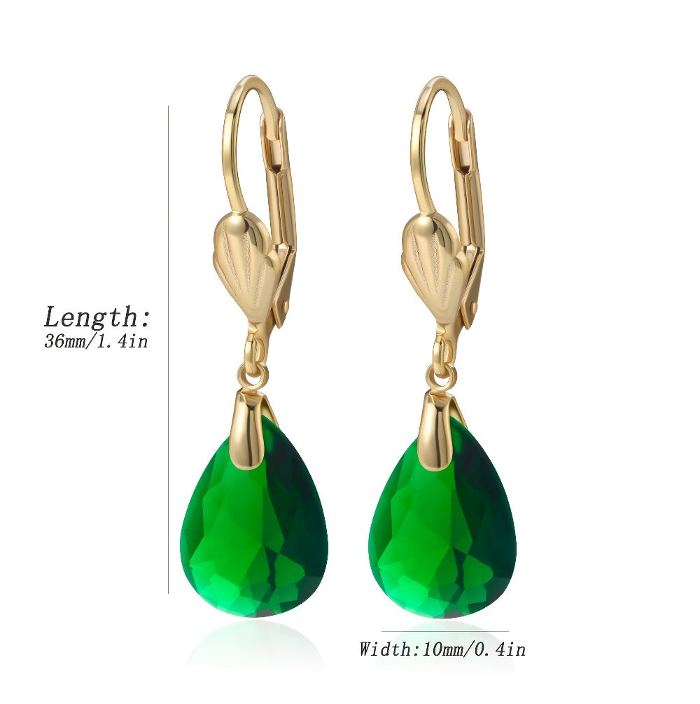 Arete de Cristal Sintético Verde Elegante en Plata 925 para Mujeres, Regalo Perfecto para San Valentín, Navidad y Uso Diario, Incluye Caja de Regalo Hermosa