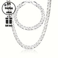 Conjunto de dos piezas de cadena de moda de plata 925, collar y pulsera para hombre, cadena pura para hombre, regalo de San Valentín, regalo del Día del Padre con caja de regalo exquisita incluida