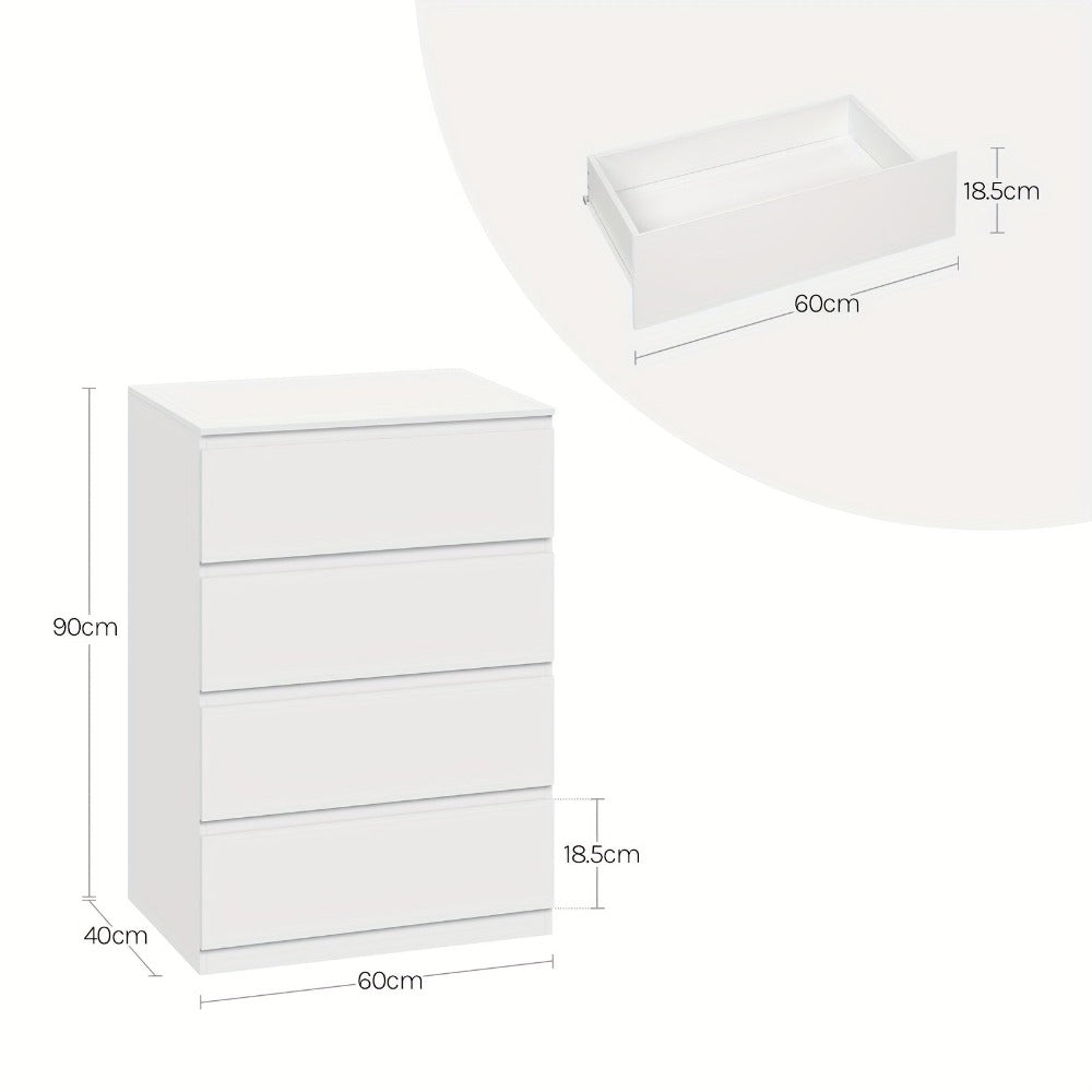 1 unidad de cajones de almacenamiento, gabinete con 4 cajones, organizador multifuncional, se puede utilizar como mesa auxiliar, mesita de noche, para dormitorio, sala de estar, pasillo, almacenamiento en el hogar, blanco, anti-vuelco