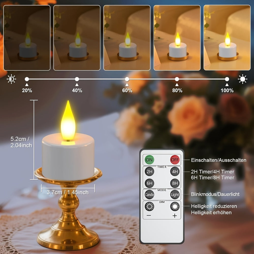 Velas de té LED sin llama con mando a distancia | Bodas, fiestas y decoración del hogar
