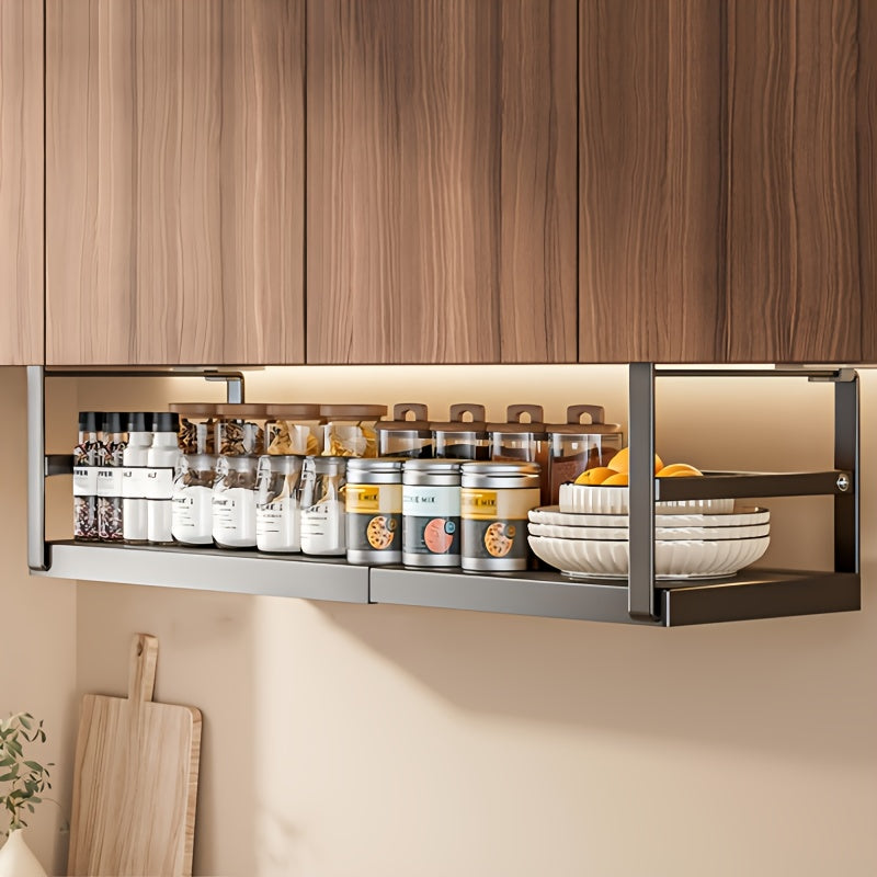 Canasta Colgante para Almacenamiento Bajo Estante, Organizador Expandible y Resistente para Armario de Cocina, Lavandería o Estanterías Flotantes