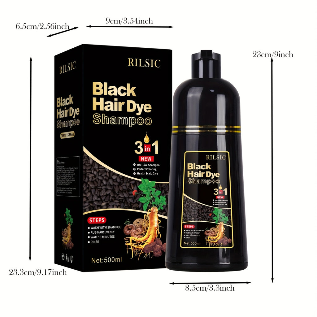 Set de Navidad Imprescindible: 3 Champú Tintorero, 3 en 1, Apto para Hombres y Mujeres, Tinte Instantáneo, 100% Cobertura de Canas, Resultados en Minutos, Para Ambos Sexos, Ingredientes Naturales, Fórmula Sin Amoniaco, Larga Duración 30 Días