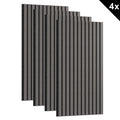 Conjunto de paneles acústicos de 4 piezas, paneles de pared hechos de chapa de madera auténtica, paneles acústicos de listones para paredes, paneles de madera en relieve 3D y fieltro acústico, tamaño 120 x 60 cm, color madera antracita marrón