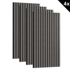 Conjunto de paneles acústicos de 4 piezas, paneles de pared hechos de chapa de madera auténtica, paneles acústicos de listones para paredes, paneles de madera en relieve 3D y fieltro acústico, tamaño 120 x 60 cm, color madera antracita marrón