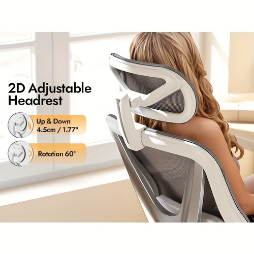 Silla de oficina | Silla de escritorio ergonómica de malla con estructura de respaldo en V, ruedas giratorias de 360 grados, cojín de asiento y