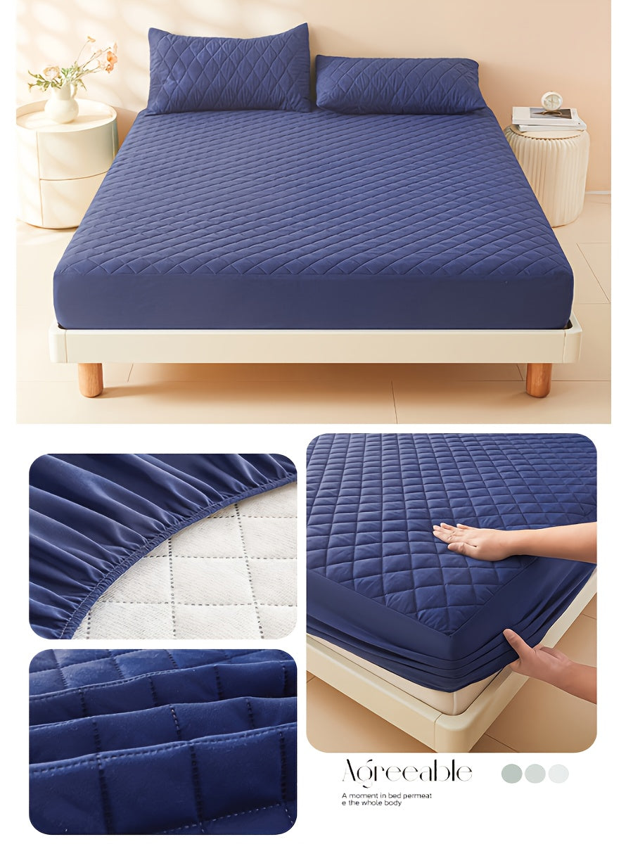Este es un set de 3 piezas que incluye una funda protectora de colchón ultrasuave e impermeable y una media funda de almohada (el relleno de la almohada no está incluido). Cuenta con un diseño grueso y cálido en un color sólido, lo que lo convierte en una