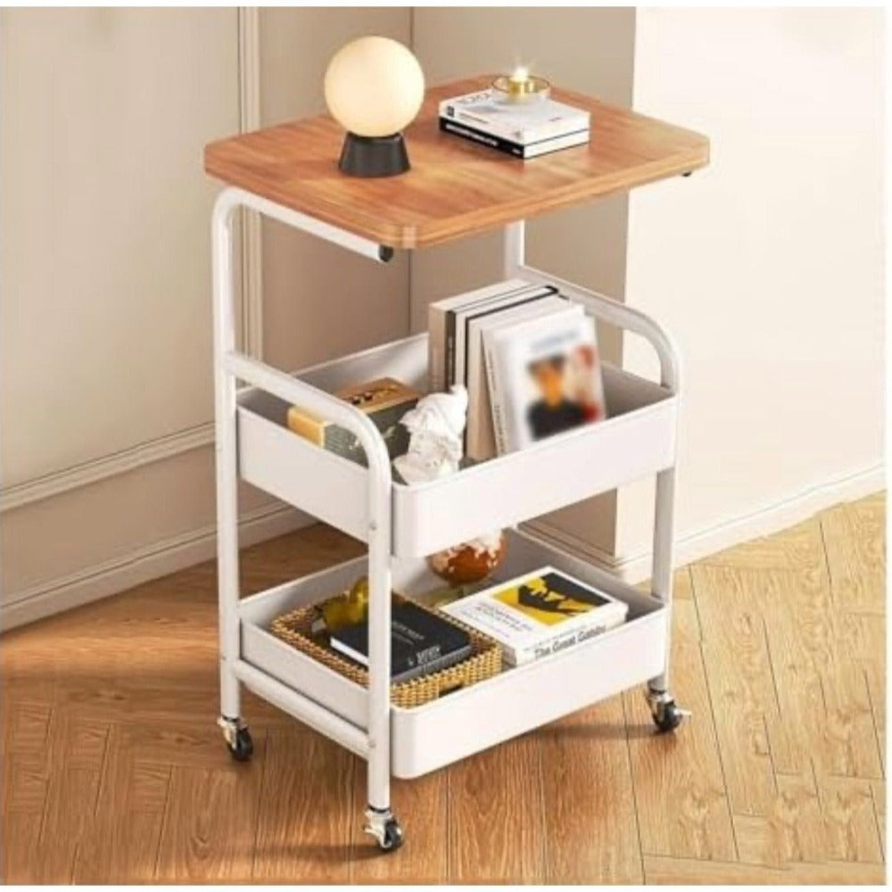 Estantera Metlica Modular de Almacenaje: Organizacin Verstil para Espacios Amplios y Compactos - Acero Galvanizado + 4 Baldas MDF, 70 x 39 x 29cm - 100Kg por Balda Estanteria cesta cesto de Fruta o Multiuso de 3 pisos ( fruta-001)