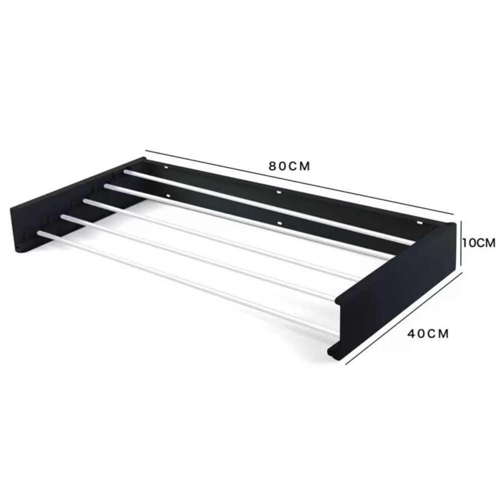 Mikomika Tendedero Plegable Montar en Paredes - Retrctil - Tendedero Plegable de 80cm para Interiores o Exteriores -y Compacto Que Ahorra de Espacio, Capacidad para 30Kilos, Cuenta con 6 barras de 80cm aluminio de alta resistencia (T001 1999)