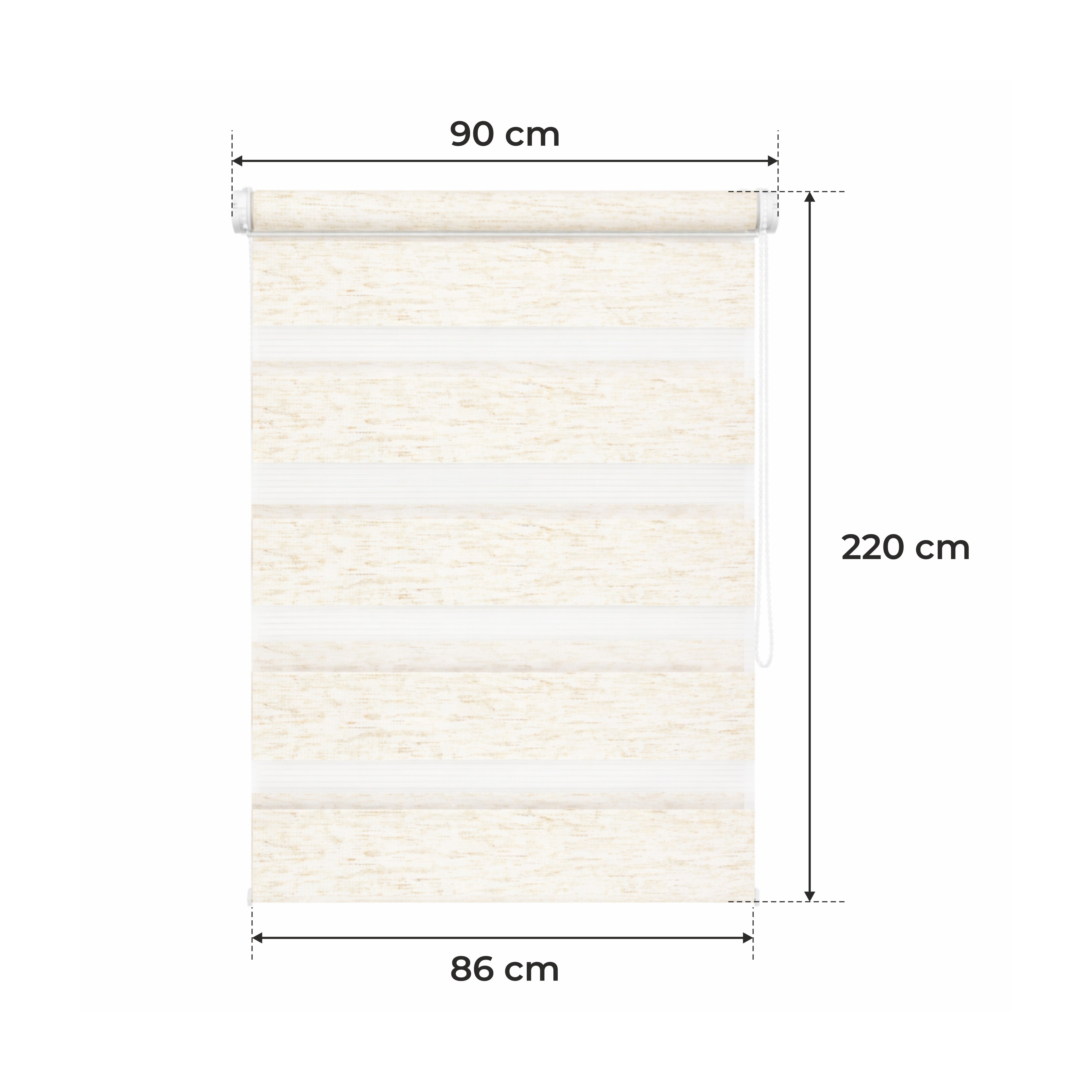 Persiana Día y Noche - Beige Melange - 32 Tamaños - BOJANEK Día y Noche - Instalación No Invasiva en Ventanas, Sin Necesidad de Taladrar, Ajuste por Cadena, Soportes Ajustables para Diferentes Grosos de Ventanas, Diseño Moderno, Protección de Luz y Privac