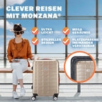 MONZANA® Juego de Maletas de 3 Piezas con Candado TSA, Maletas Rígidas en Tallas M-L-XL, Asas de Gel, 4 Ruedas Gemelas, Pies de Soporte, Maleta de Viaje con Ruedas – Negro, Azul o Champagne