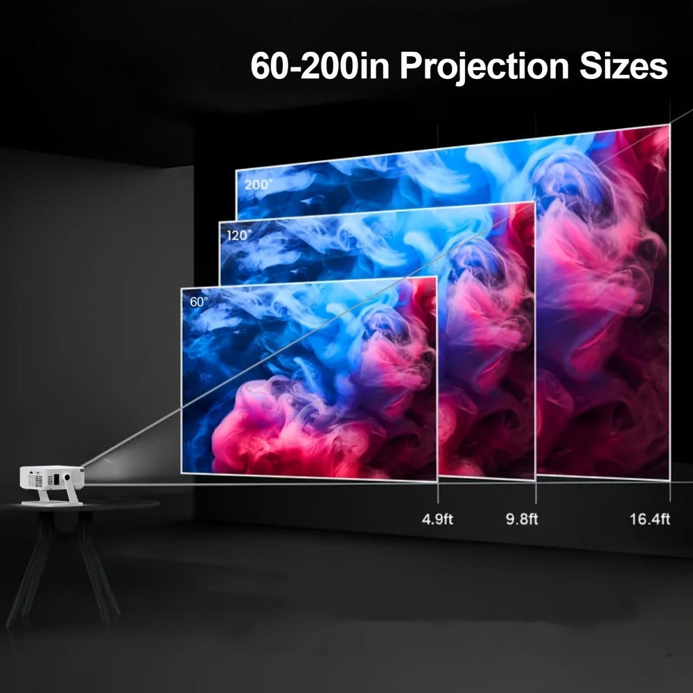 Mini proyector portátil con soporte 4K, proyector inteligente de películas, nativo 720P, con WiFi y tecnología inalámbrica 5.0/150ANSI, pequeño y ligero, fácil de transportar, compatible con TV, teléfono móvil y portátil, para viajes, camping, reuniones,
