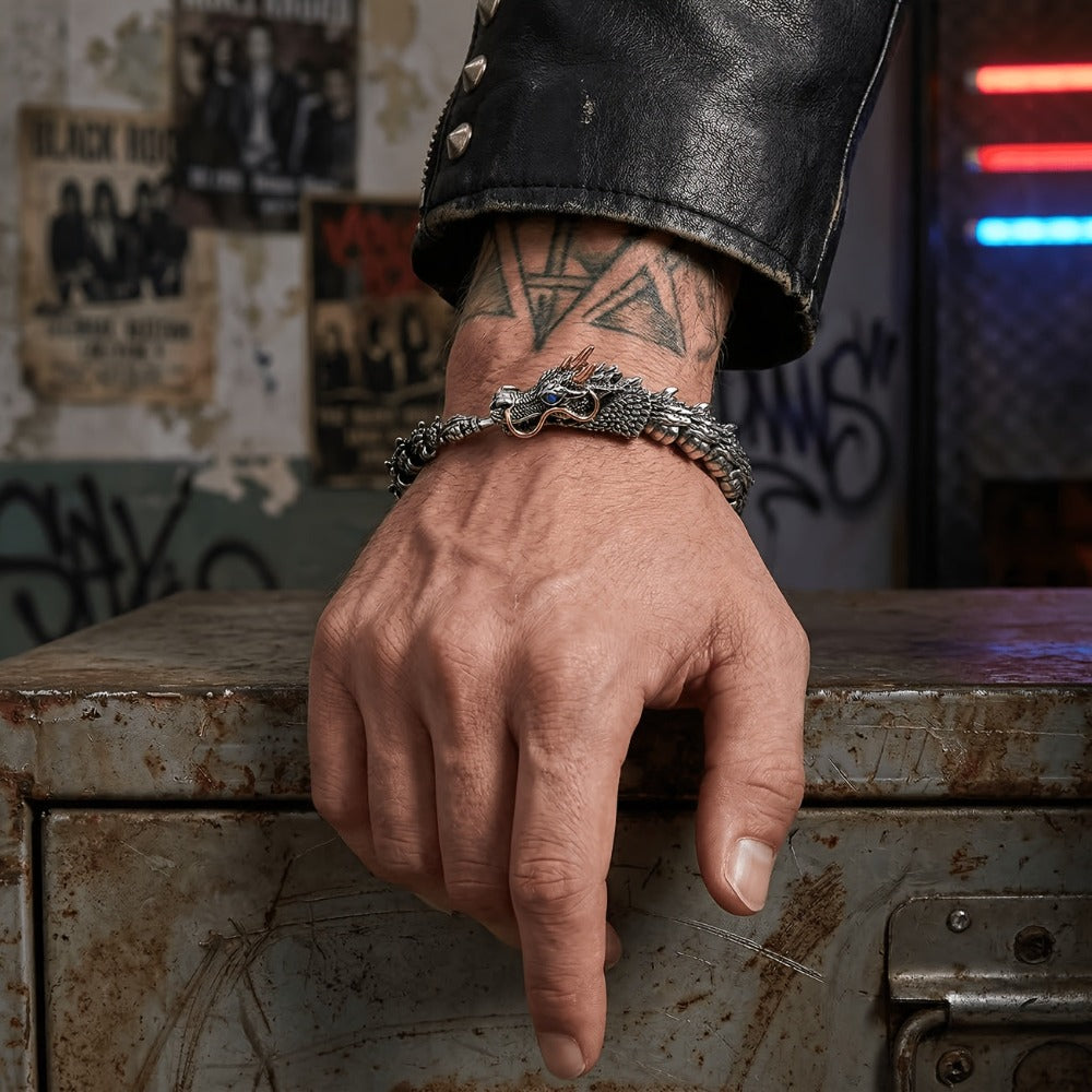 Pulsera punk vikinga de serpiente para hombre, pulsera flexible de acero inoxidable, regalo de joyería ideal para novio/esposo/papá