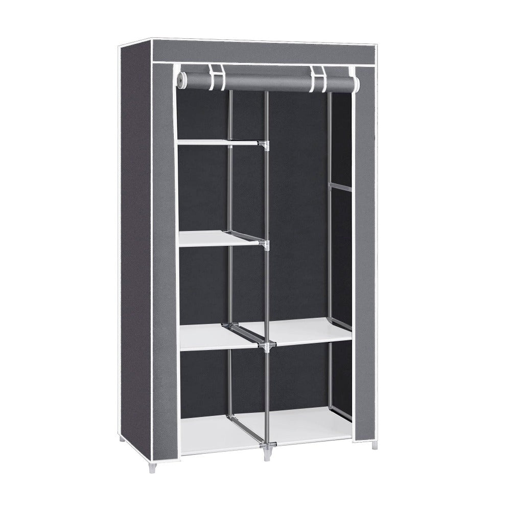 Armario Vestidor de Tela con Bolsillos Laterales Nyana Home - 5 Huecos 1 Ropero 1 Puerta 165x88x45cm Organizador de Ropa y Zapatos Fácil Montaje Ligero y Resistente Ideal para Dormitorio y Vestidor