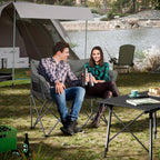 Silla de camping plegable doble con almohadilla suave y espesa, silla de descanso de alta carga para patio y balcón, silla de ocio de gran carga de 220 kg, portátil, adecuada para camping en patio, camping, piscina al aire libre.