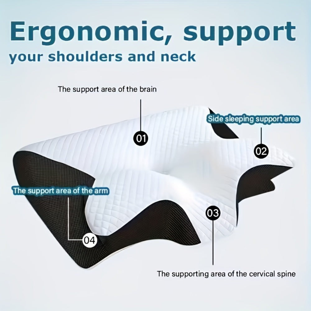 Almohada de Cuello de Esponja Viscoelástica para la Comodidad del Hogar, Adecuada para Quienes Duermen de Lado, de Espalda y de Busto - Diseño Contorneado, Soporte Suave y Robusto, Negra, Relajación de Hombros, Sólida, Regalos Perfectos para Navidad y Año