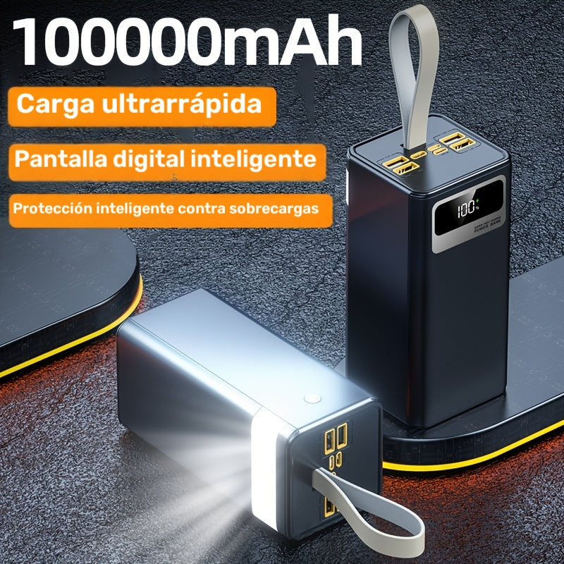 Batería externa | Batería Externa Portátil de 100000Mah de Capacidad Ultra Grande, Carga Súper Rápida de 22.5W, Pantalla Digital Inteligente