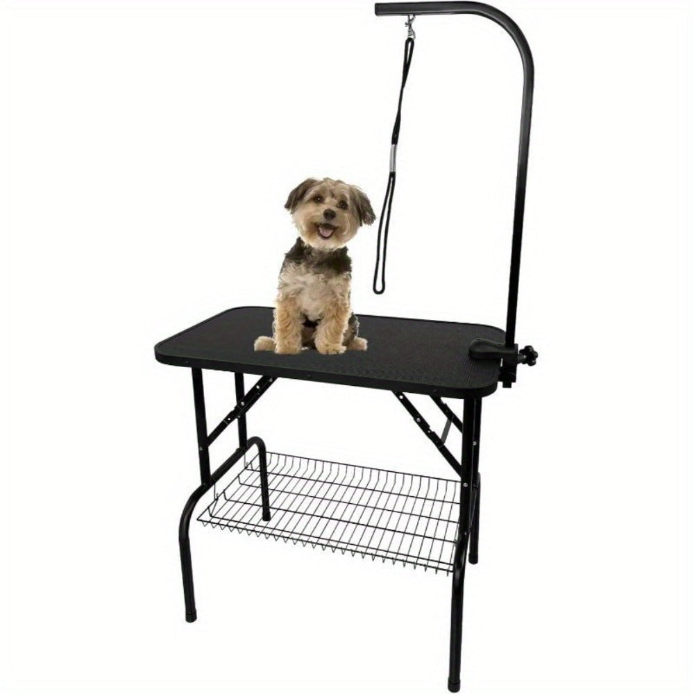 Mesa de peluquería ajustable en altura para perros y gatos, con hebilla y diseño plegable